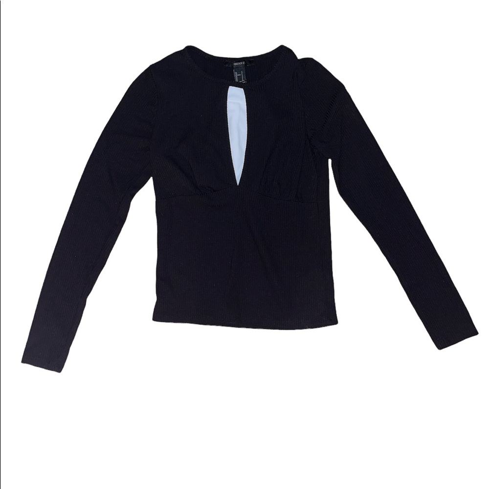 Black Long Sleeve V Cut Shirt